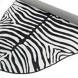 Okrúhly zvlnený koberec Wilton - Zebra (čierna/biela)