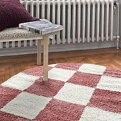 Koberce okrúhle - Gordes (ružová/biela)