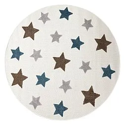 Okrúhly detský koberec - Stars (krémová/multi)