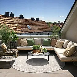 Kruhový koberec - Indoor/Outdoor Arlo (off white)