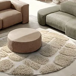 Rund matta - Otranto Natural Cotton Shaggy (offwhite)