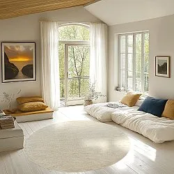 Kolo koberce - Celina Natural Cotton Shaggy (offwhite/beige)