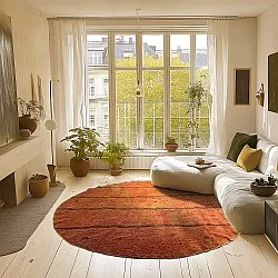 Kolo koberce - Leora Natural Cotton Shaggy (oranžová/hnedá)