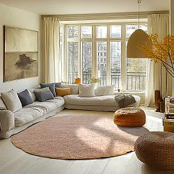 Kolo koberce - Celina Natural Cotton Shaggy (ružová/bežová)