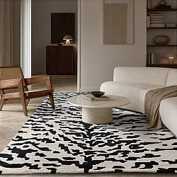 Koberec s dlhým vlasom - Zebra Tufted Wool Premium (biela/čierna)
