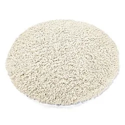 Kruhovo tkaný koberec - Fassale ručne tkaná vlnená shaggy (biela)