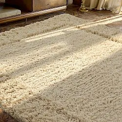 Koberec s dlhým vlasom - Melilla ručne tkaný vlnený shaggy (prírodný)