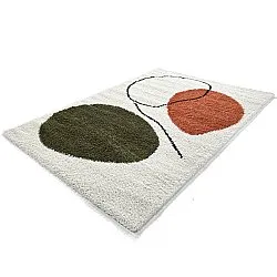 Koberce s vlasom - Sanghar (biela/oranžová/zelená)