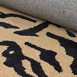 Koberec s dlhým vlasom - Zebra Tufted Wool Premium (béžová/čierna)