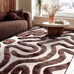 Koberce s dlhým vlasom - Akaba (hnedá/svetloružová)