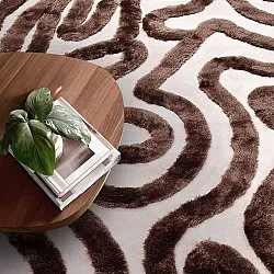 Koberce s dlhým vlasom - Akaba (hnedá/svetloružová)