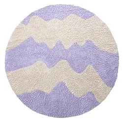 Rund matta - Amira Natural Cotton Shaggy (lila/beige)