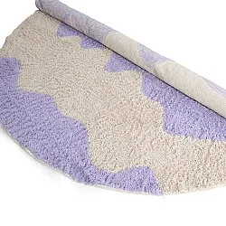 Rund matta - Amira Natural Cotton Shaggy (lila/beige)