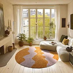 Kolo koberce - Amira Natural Cotton Shaggy (oranžová/rúžová)