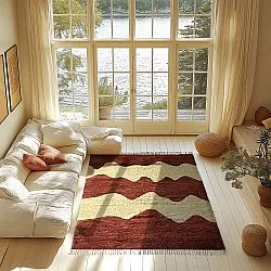 Koberce s chlpmi - Amira Natural Cotton Shaggy (červená/bežová)