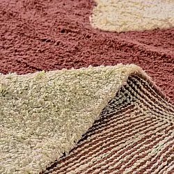 Kolo koberce - Amira Natural Cotton Shaggy (červená/bežová)