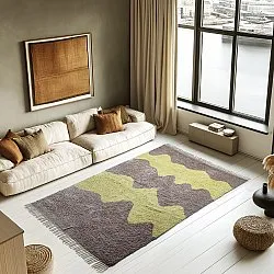 Koberce s dlhým vlasom - Amira Natural Cotton Shaggy (taupe/žltá)