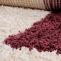 Ryamattor - Begur Natural Cotton Shaggy (offwhite/vinröd)