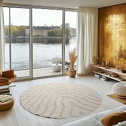 Kolo koberce - Callista Natural Cotton Shaggy (béžová)