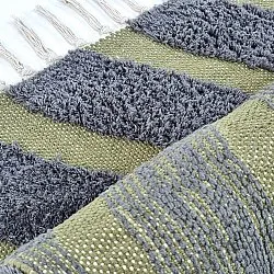 Koberce s dlhým vlasom - Callista Natural Cotton Shaggy (čierna/zelená)