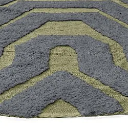 Kruhový koberec - Callista Natural Cotton Shaggy (čierna/zelená)