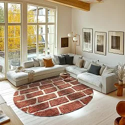 Kolo koberce - Cyrus Natural Cotton Shaggy (hnedý)