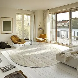 Kolo koberce - Cyrus Natural Cotton Shaggy (offwhite)