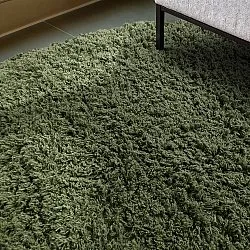 Kolo koberce - Fassale Hand Woven Wool Shaggy (machovo zelený)