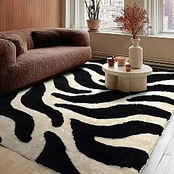 Koberce s dlhým vlasom - Fergana (krémová/čierna)