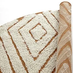 Kruhový koberec - Holwell Natural Cotton Shaggy (špinavá biela/hnedá)