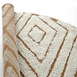 Kruhový koberec - Holwell Natural Cotton Shaggy (špinavá biela/hnedá)