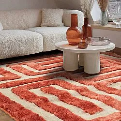 Koberce s dlhým vlasom - Karbala (krémová/červená)