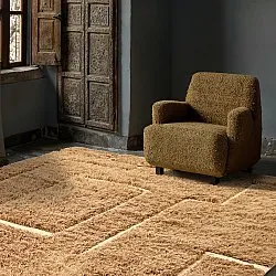 Koberce s dlhým vlasom - Kiberg ručne tkaná vlnená shaggy (béžová)