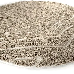 Kruhový koberec - Kindon Natural Cotton Shaggy (béžová/biela)