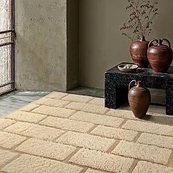 Husté koberce - Leknes ručne tkaná vlnená shaggy (krémová)