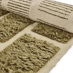 Koberce s dlhým vlasom - Leknes ručne tkaná vlnená shaggy (zelená)