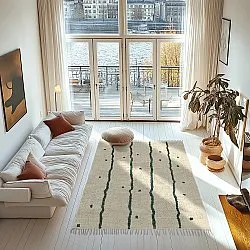 Koberce s chlpmi - Leora Natural Cotton Shaggy (bežová/zelená)