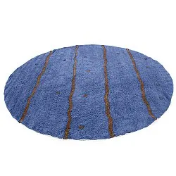 Kolo koberce - Leora Natural Cotton Shaggy (modrá/hnedá)