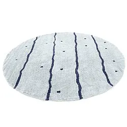 Kolo koberce - Leora Natural Cotton Shaggy (šedá/modrá)