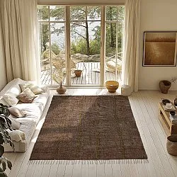 Koberce s dlhým vlasom - Leora Natural Cotton Shaggy (hnedá/olivová)