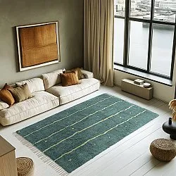 Koberce s dlhým vlasom - Leora Natural Cotton Shaggy (zelená)