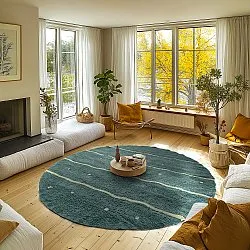 Kolo koberce - Leora Natural Cotton Shaggy (zelená)