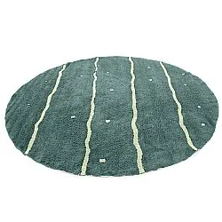 Kolo koberce - Leora Natural Cotton Shaggy (zelená)