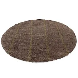 Kolo koberce - Leora Natural Cotton Shaggy (hnedá/olivová)