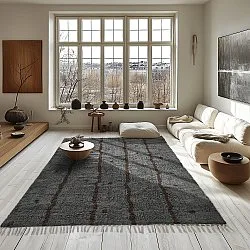 Koberce s dlhým vlasom - Leora Natural Cotton Shaggy (čierna/hnedá)