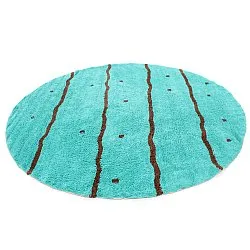 Kolo koberce - Leora Natural Cotton Shaggy (tyrkysová/hnedá)