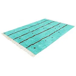 Koberce s dlhým vlasom - Leora Natural Cotton Shaggy (tyrkysová/hnedá)
