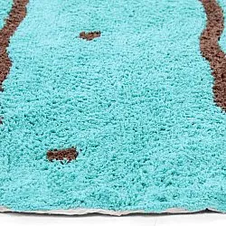 Kolo koberce - Leora Natural Cotton Shaggy (tyrkysová/hnedá)