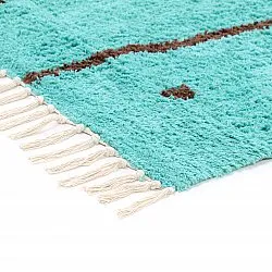Koberce s dlhým vlasom - Leora Natural Cotton Shaggy (tyrkysová/hnedá)