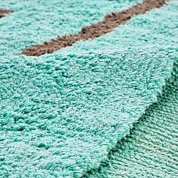 Kolo koberce - Leora Natural Cotton Shaggy (tyrkysová/hnedá)